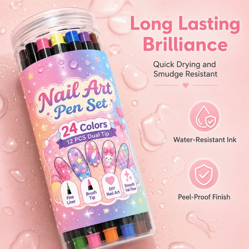 🎉Over 35k+ Sold!💅🎨24‑Colors Dual‑Ended Nail Art Pens‑DIY Manicure Drawing Set🎁